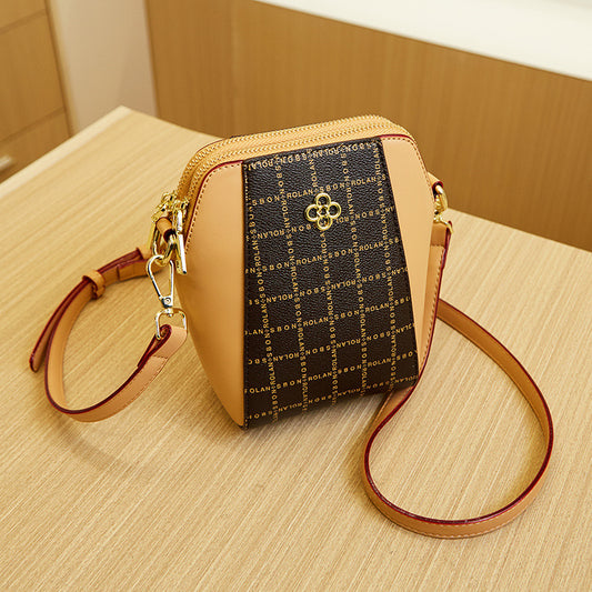 2025 Spot women's bag large screen mobile phone bag popular new printed shoulder bag  fashion retro zipper oblique span bag
