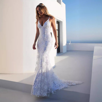 2025 2025 Popular trade new dress long dress ebay  sexy V-neck white suspender dress dress