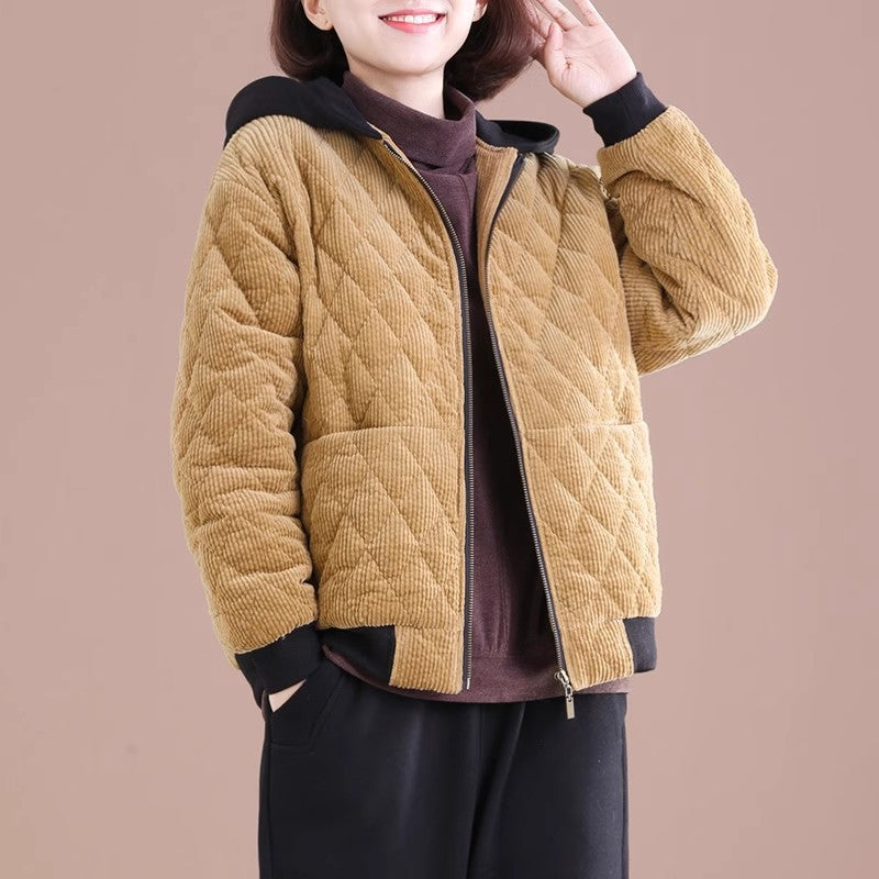 popular winter clothing new Korean version loose large size casual short Popular style hooded corduroy thickened cotton coat women