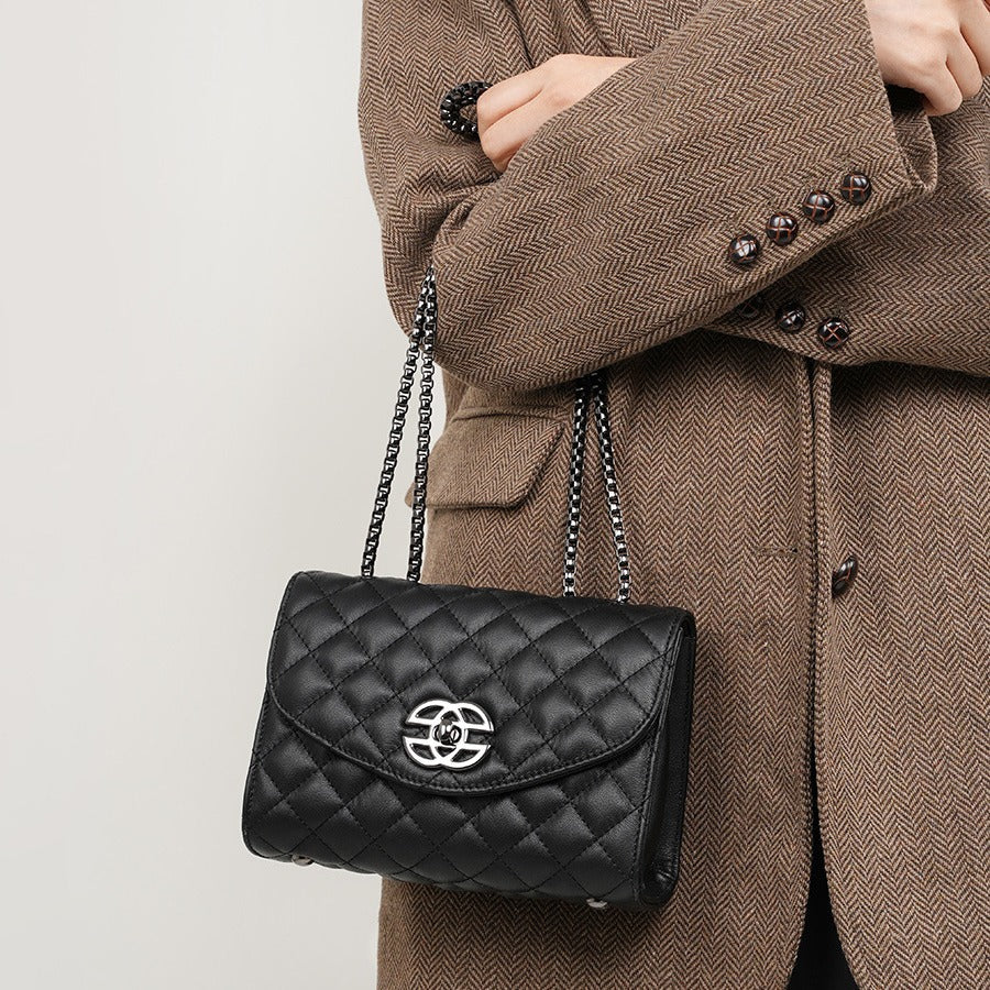 2025 Strictly selected high-end chain bag fashionable versatile shoulder bag popular new first-layer cowhide messenger bag light luxury women's bag