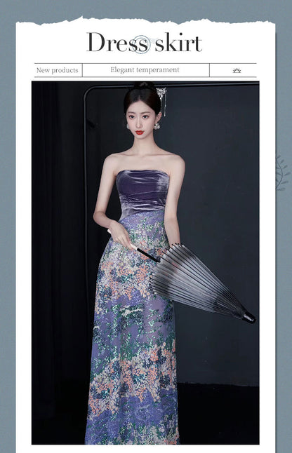 LOVERCCR  New Chinese Banquet Evening Dress  New Marriage Engagement Bridal Tube Top Toast Dress High-Grade Temperament Morning Gowns