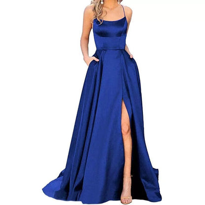LOVECCR  European and American Bridesmaid Dress Long Long Dress Slimming and Shoulder Hollow Girlfriends  Fashion Bridesmaid Party Evening Dress