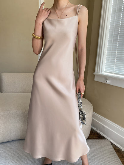 Sinan Chic New Chinese Style Ribbon Design  Satin Glossy Drape Dress Sn3333