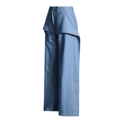 2025 Wide-leg jeans  spring new high-end silhouette women's thin thin straight Zhongshan trousers women
