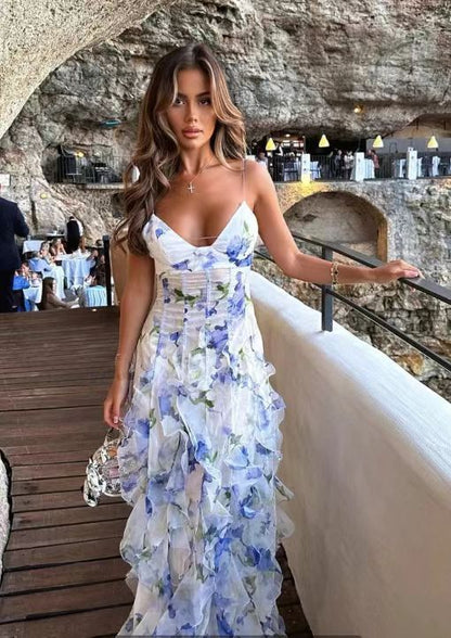 LOVECCR  New Spring and Summer Strapless European and American Women's Clothing Fashion Organza Fairy Long Elegant Evening Dress Dress