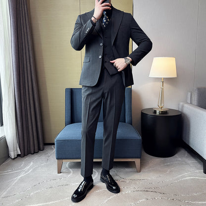 LOVECCR  British Style Double Breasted Suit Men's Suits Business Casual Formal Wear Groom Wedding Suit Suit Three-Piece Set