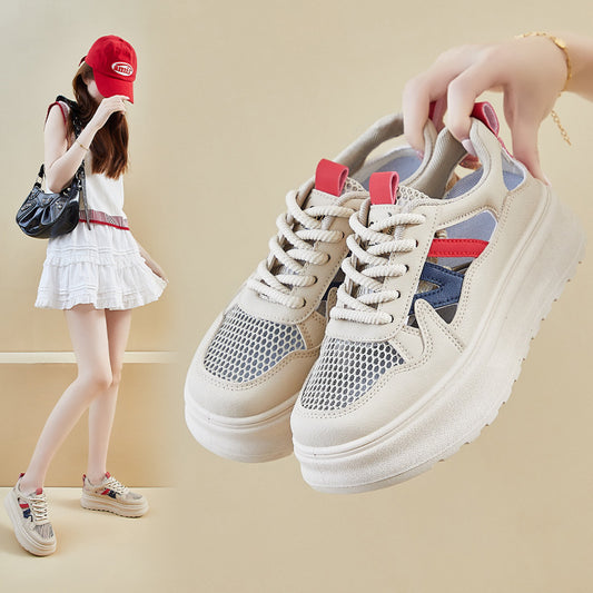 summer mesh white shoes new Korean version ins female students breathable height increase casual street shot board shoes KT310