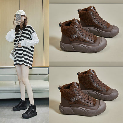 popular winter velvet little white shoes new Korean version ins female students thick-soled heightening sports board shoes casual XFL28