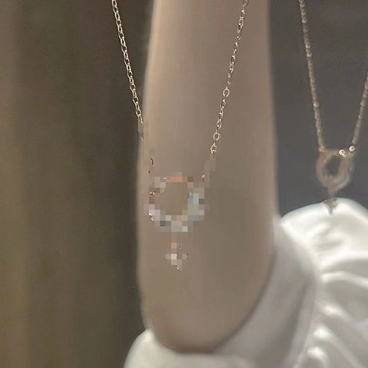 Star Moon Necklace Silver Dream Star Moon Necklace Female Clavicle Chain Light Luxury Minority Ins Girlfriend Gifts