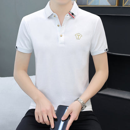 New Pearl Cotton Short-Sleeved Polo Shirt Men's Business Casual Half-Sleeved Men's T-shirt Men's Work Clothes Wholesale