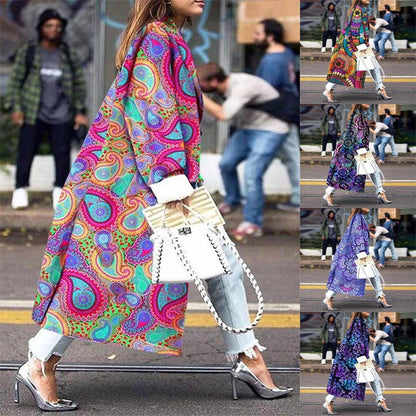 2025 autumn and winter new  New women's clothing fashion loose and ankle printing woolen jacket coat printing