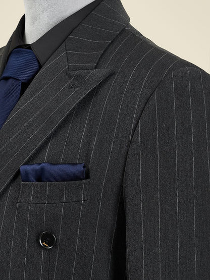 LOVECCR   Mr. DT Striped Double Breasted Suit Suit Men's Light Luxury Formal Wear Retro British Style Suit Groom Wedding Suit