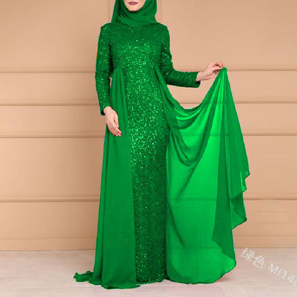 New Popularan, n, Middle Eastern  sequined skirt feminine socialite sweet slim long-sleeved dress