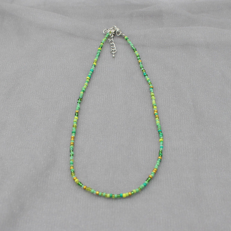 South Korea Vintage Color Beaded Bead Necklace Girly Style Bohemian Necklace Clavicle Chain Wholesale