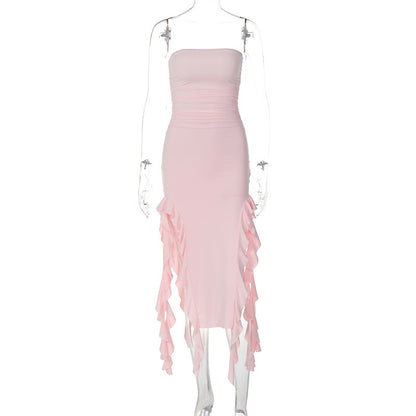 LOVECCR style women's clothing  summer new fashion sexy personality chest wrapping irregular dress foreign trade wholesale