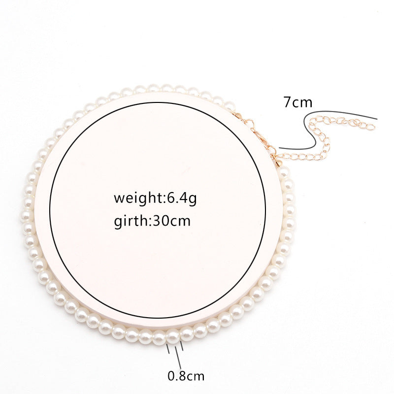 Cross-Border Ins Simple Fashion Imitation Pearl Single-Layer Necklace for Women Temperament Wild Necklace Clavicle Chain Jewelry Wholesale