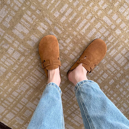 2025  Birkenstocks women's  new thick-soled versatile Boken bag head half slippers, wearing a pair of lazy cool slippers