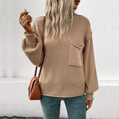 LOVECCR  women's Hot autumn and winter sweater women's long-sleeved crew neck 2025 new casual loose knitted sweater