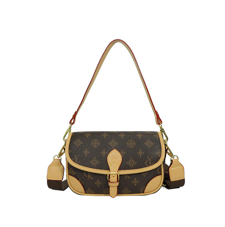 2025 Bag popular new light luxury retro small square bag printed fashion messenger bag large capacity commuter shoulder bag women's bag