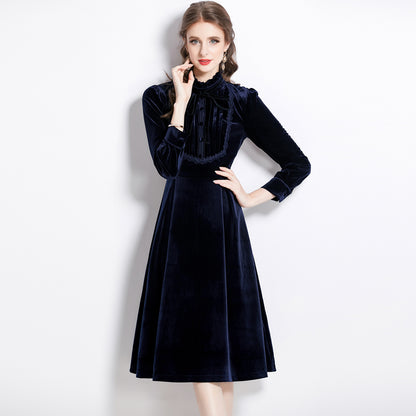 Popularan Station Velvet Dress 2025 Autumn and Winter New Temperament Celebrity Premium Textured Banquet Evening Dress Women