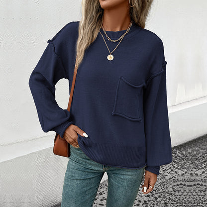 LOVECCR  women's Hot autumn and winter sweater women's long-sleeved crew neck 2025 new casual loose knitted sweater
