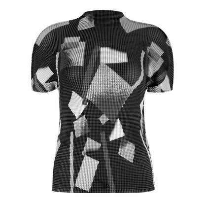 23 Miyake me series comfortable and stylish high fabric stitching smooth high elastic breathable short sleeve basic top t-shirt women