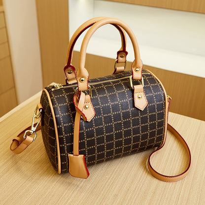 2025 Bag New popular Temperament Women's Handbag Commuter Simple Printed Boston Bag Large Capacity Messenger Bag
