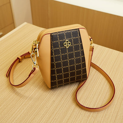 2025 Spot women's bag large screen mobile phone bag popular new printed shoulder bag  fashion retro zipper oblique span bag