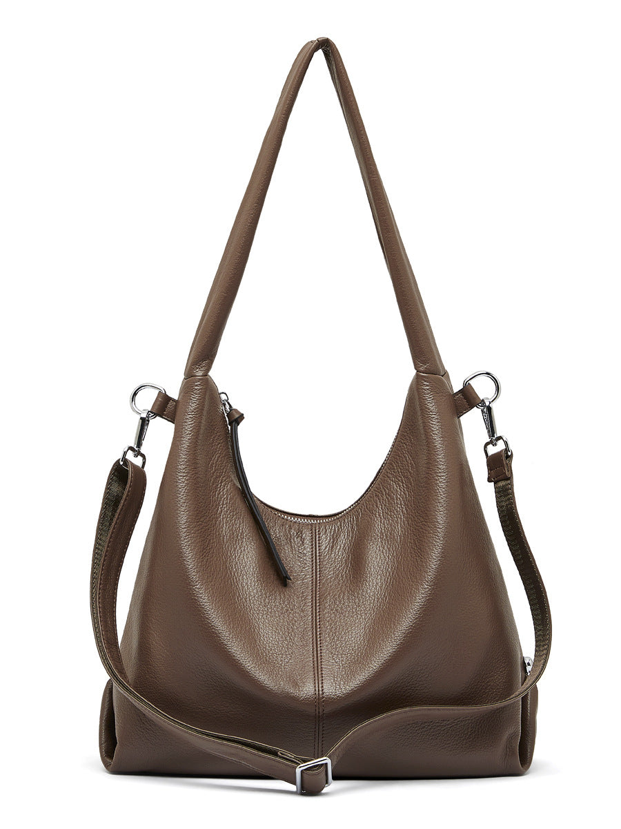 2025 Retro commuter large capacity armpit bag fashion solid color casual shoulder bag leather commuter tote bag
