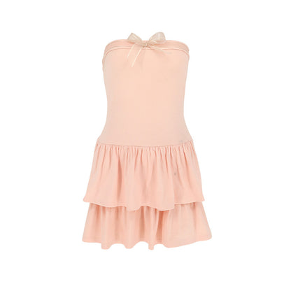 LOVECCR 2025 AC201ins  style summer new sexy pure color contrast lace-up slim tube top dress female hot
