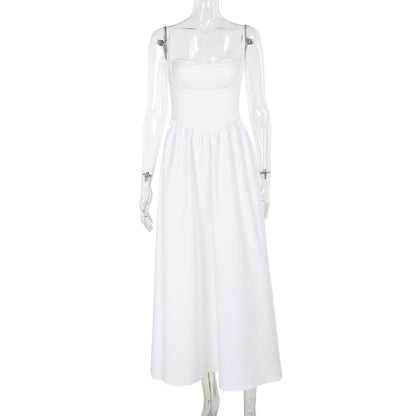 LOVERCCR  Eliya Stitching Chest-Flattering Sling Dress Hot Girl Sexy Deep V Long Mop Dress Yl24009gn