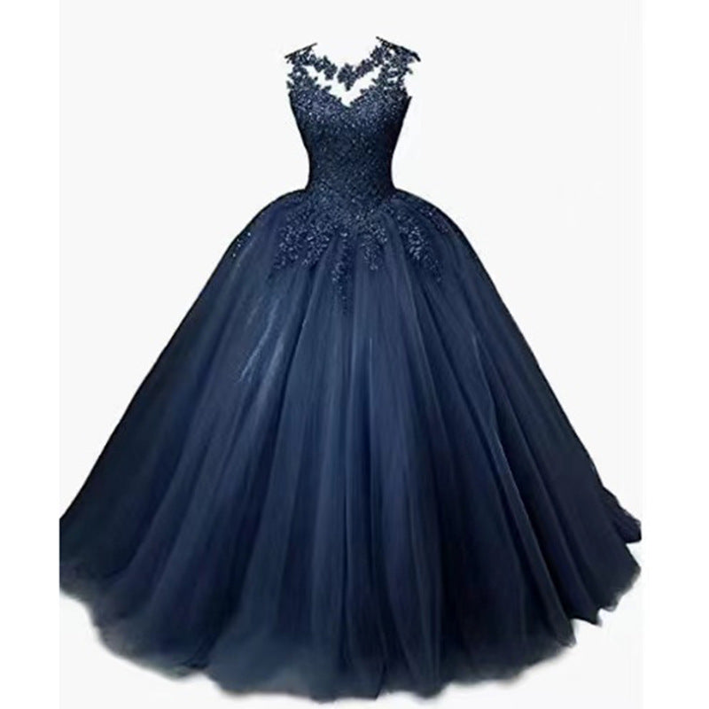 LOVECCR New Evening Dress Blue Elegant Student Art Exam Dress Women's Long Bel Canto Solo Performance Costume Colored Mesh Summer