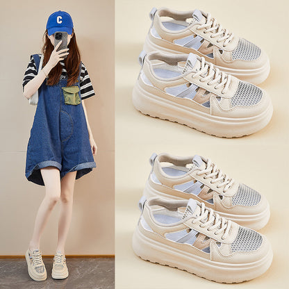 summer mesh white shoes new Korean version ins female students breathable height increase casual street shot board shoes KT310