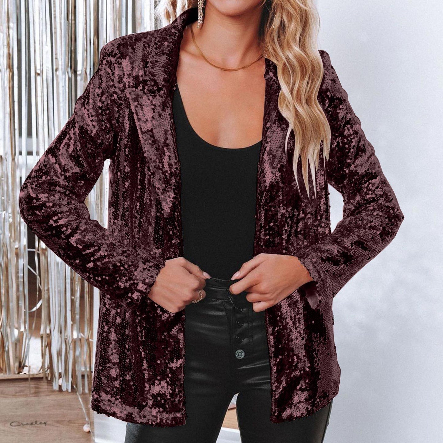 Ebay  casual beaded top sequined long-sleeved commuter lapel temperament fashionable small blazer