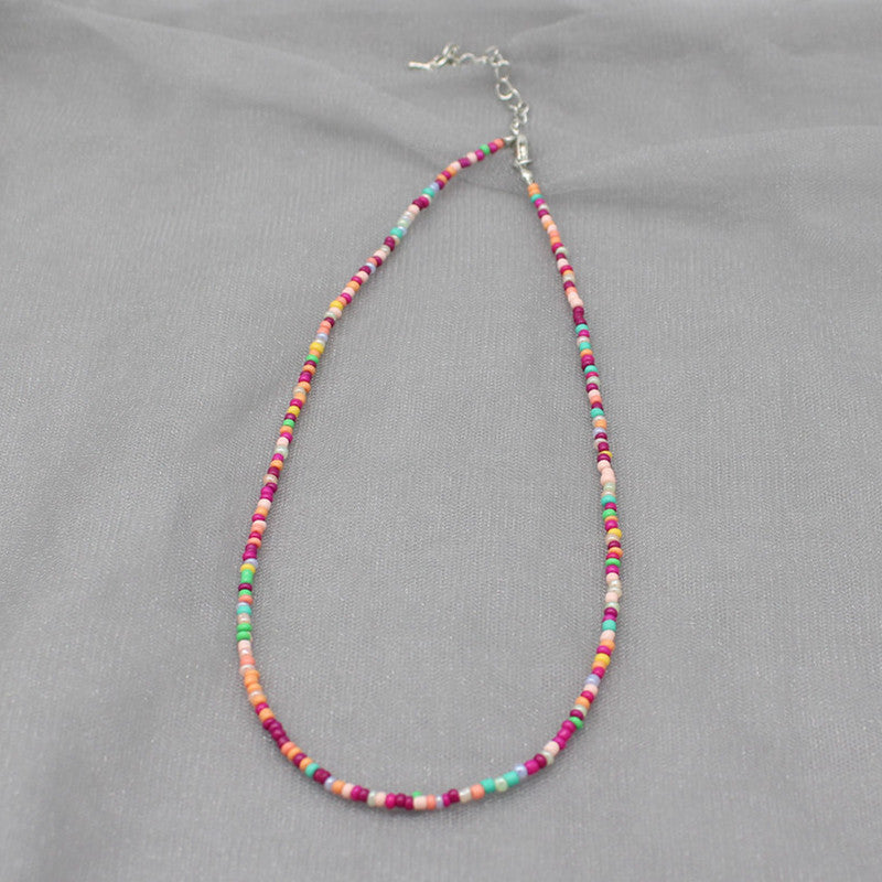 South Korea Vintage Color Beaded Bead Necklace Girly Style Bohemian Necklace Clavicle Chain Wholesale