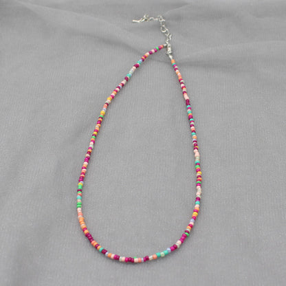 South Korea Vintage Color Beaded Bead Necklace Girly Style Bohemian Necklace Clavicle Chain Wholesale