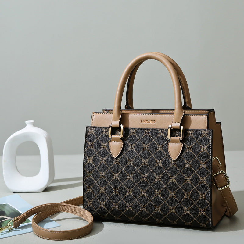 2025 Handbag  retro printed women's handbag fashionable commuter shoulder bag high-end large-capacity women's bag