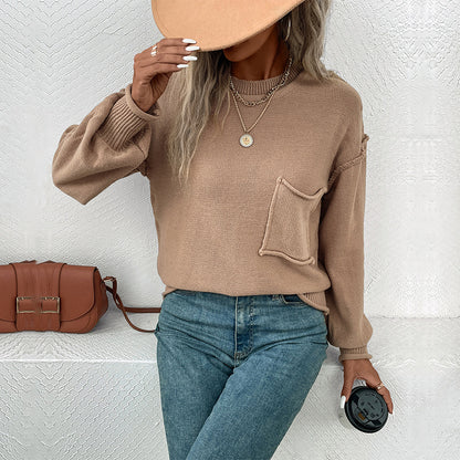 LOVECCR  women's Hot autumn and winter sweater women's long-sleeved crew neck 2025 new casual loose knitted sweater