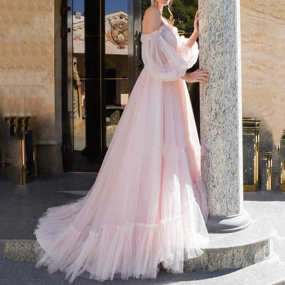 New summer new  women's fashion tube top dress mesh sexy pendulum wedding evening dress