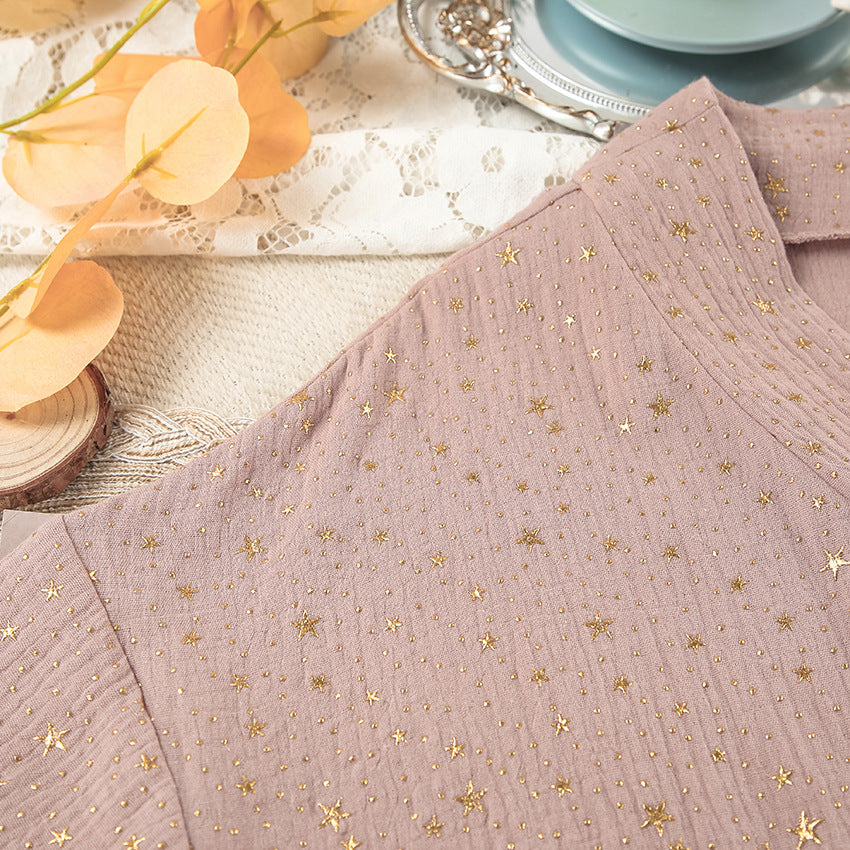 LOVECCR 2025 Bronzing pure cotton long-sleeved nightgown  New winter pajamas short fashion New women's loungewear can be wholesale