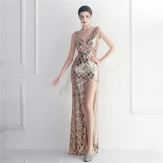 19757 #Hot Trade Dress Sexy Symphony Sequins Night Dress Long Evening Dress