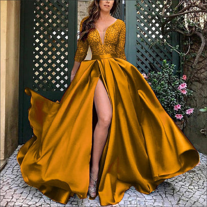 spring and summer  Popular trade women's clothing independent station lace sequins big pendulum sexy long dress trailing banquet evening dress