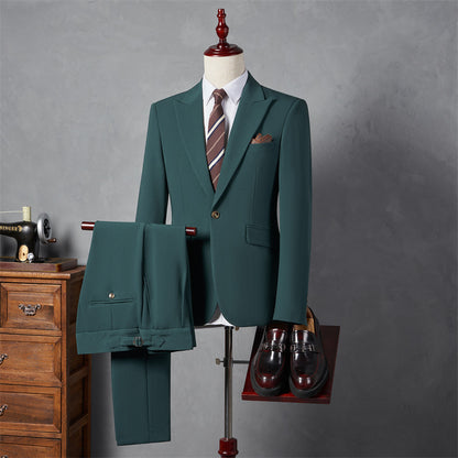 LOVECCR   Suit Suit Men's Three-Piece Suit Trendy Korean Slim Fit Business Casual Small Suit Coat Groom Wedding Suit