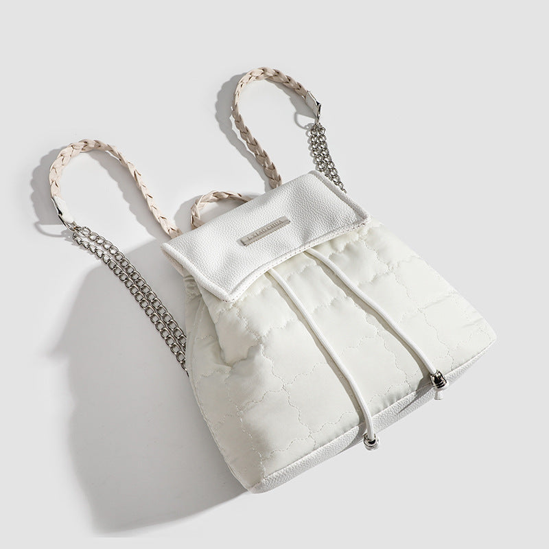 2025 Korean multi-functional crossbody double shoulder dual-purpose bag women's pull rope bundle light student casual women's bag versatile shoulder bag