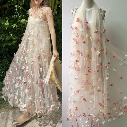 LOVERCCR  In Stock Super Fairy Three-Dimensional Flower Sling Dress Gentle and Beautiful Holiday Wedding Morning Gowns Dress