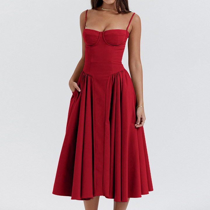 LOVECCR Summer New  Dress Palace Style Dopamine Wear  Retro Dress Sling Dress Women