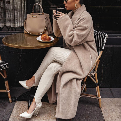 Cross-border Popular, , autumn and winter Popular trade fashionable direct sales warm jacket long sleeve lapel women's plush top women's coat
