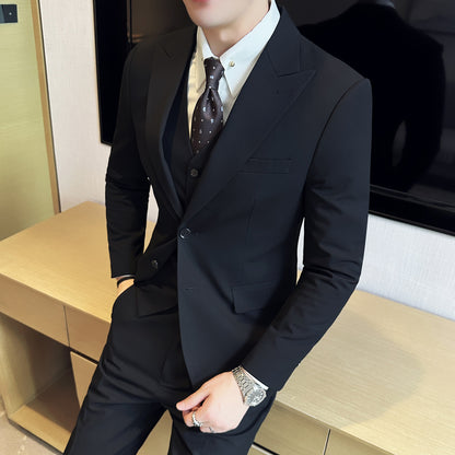 LOVECCR  British Style Double Breasted Suit Men's Suits Business Casual Formal Wear Groom Wedding Suit Suit Three-Piece Set