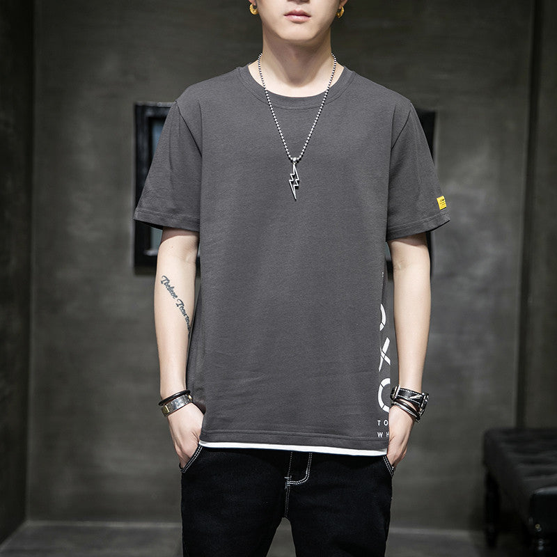 T Shirt Men's Fashion Brand Short Sleeved T-shirt Summer round Neck White Pure Cotton Loose Men's Clothing Half Sleeve Bottoming Shirt Top Clothes