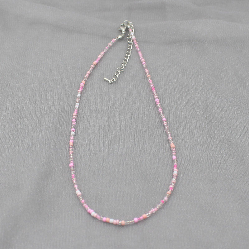 South Korea Vintage Color Beaded Bead Necklace Girly Style Bohemian Necklace Clavicle Chain Wholesale